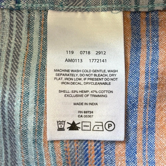 Columbia | Regular Fit Blue Orange Retro ButtonUp Short Sleeve Hemp Shirt Size M - Picture 5 of 7